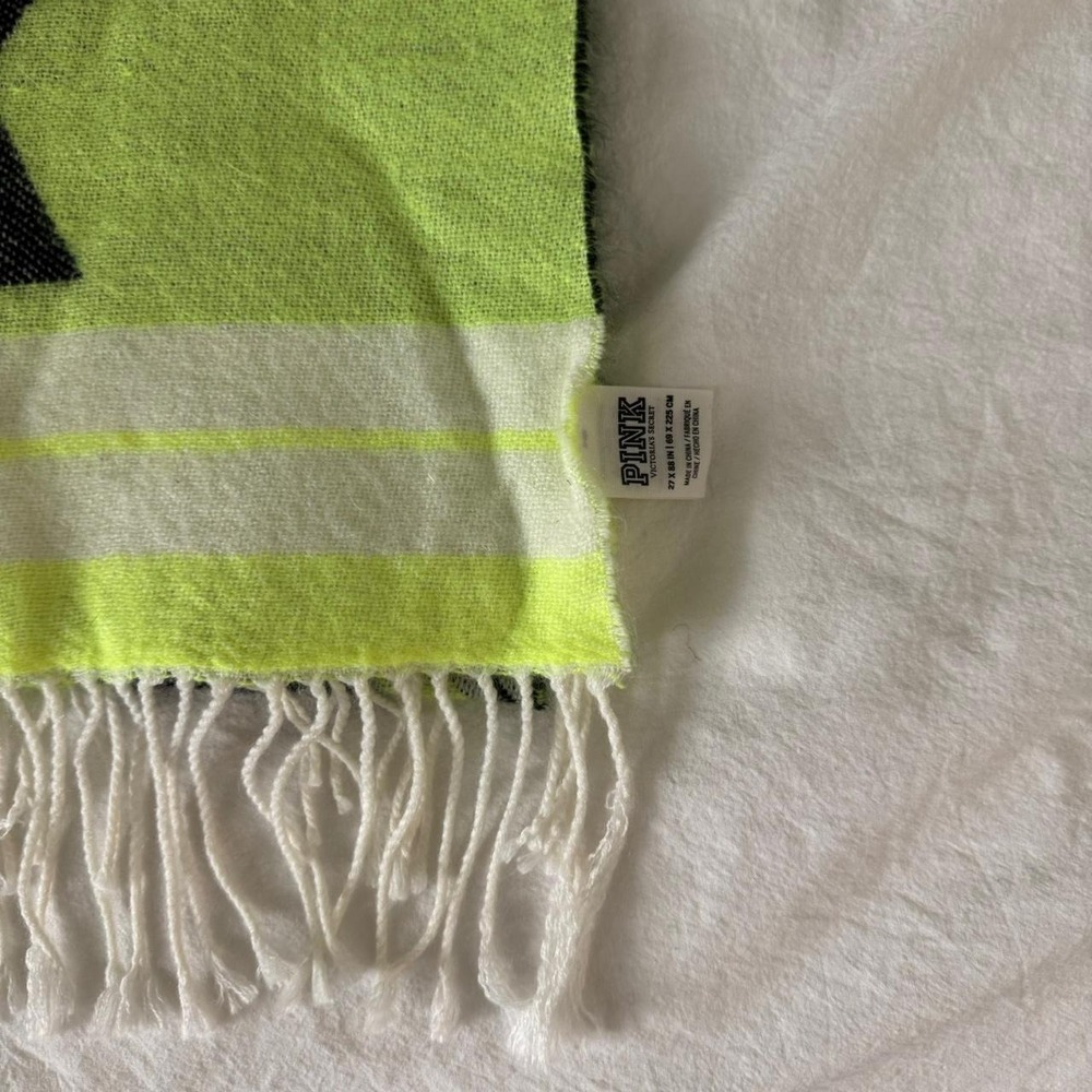 Neon green and black Victoria's Secret PINK scarf 27 x 88 in | 69 x 225 CM - Picture 4 of 8